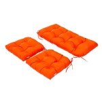 Outdoor Wicker Seat Cushions Set of 3 (Orange)