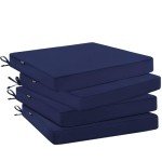 Set of 4 Outdoor Chair Cushions with Straps
