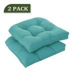 Tufted Teal Seat Cushions for Patio Chairs (Set of 2)