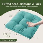 Tufted Teal Seat Cushions for Patio Chairs (Set of 2)