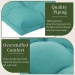 Tufted Teal Seat Cushions for Patio Chairs (Set of 2)