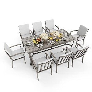 HAPPATIO 9-Piece Aluminum Patio Dining Set