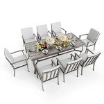 HAPPATIO 9-Piece Aluminum Patio Dining Set