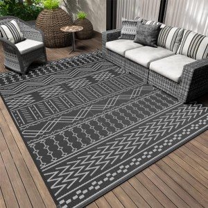 Waterproof 5x8 ft Outdoor Reversible Patio Rug