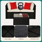 5-Piece Rattan Outdoor Sofa Set with Pillows