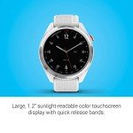 Garmin Approach S42, GPS Golf Smartwatch, Lightweight with 1.2" Touchscreen, 42k+ Preloaded Courses, Silver Ceramic Bezel and White Silicone Band, 010-02572-11 (Renewed)