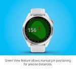 Garmin Approach S42, GPS Golf Smartwatch, Lightweight with 1.2" Touchscreen, 42k+ Preloaded Courses, Silver Ceramic Bezel and White Silicone Band, 010-02572-11 (Renewed)