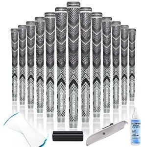 CHAMPKEY Golf Grips 13 Pack | Come with Solvent,15 Tapes,Vise Clamp and Hook Blade | All Weather Control and High Feedback Golf Club Grips
