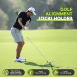Zcoorey Golf Alignment Stick Holder - Golf Alignment Sticks Made of Metal, Golf Training Aid for Swing Plane and Swing Path Training, Golf Swing Trainer for Golf Practice Accessories