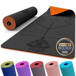 Non-Slip Yoga Mat with Laser Guides - Travel-Friendly