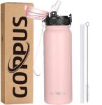 GOPPUS 600ml Insulated Water Bottle with Straw