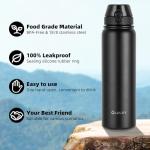 1L Stainless Steel Insulated Water Bottle with Straw