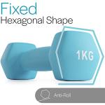 Light Blue Neoprene Coated 1kg Dumbbell Pair