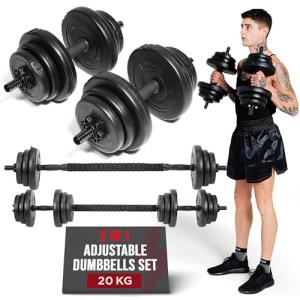 Adjustable 20kg Dumbbell and Barbell Set