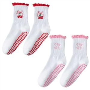 Cute Ruffle Pilates Grip Socks - 2 Pairs