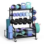 ZACHVO Dumbbell Rack with Wheels and 8 Hooks