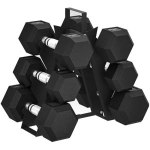 Hex Dumbbell Set with Storage Rack and Weights