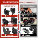 EnterSports 18kg Adjustable Dumbbells for Home Gym