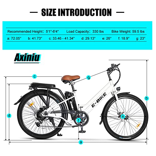 Axiniu 26'' Electric City Commuter E-Bike | Shimano 7-Speed
