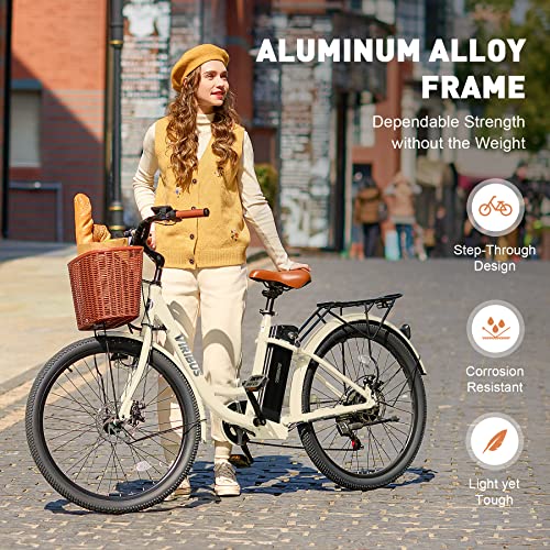 Viribus Women's Electric Bike: 26" White City Cruiser