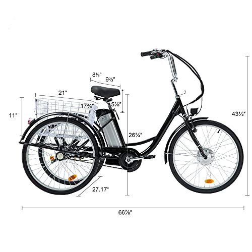 Viribus 24" Electric Trike for Adults with Basket