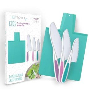 Kids Kitchen Knife and Foldable Cutting Board Set