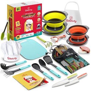 Kids Cooking Set with Real Utensils and Guide