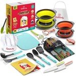Kids Cooking Set with Real Utensils and Guide