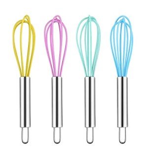 Colorful Mini Silicone Whisks - 4 Pack Set