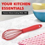 Kid-Friendly Red Silicone Cooking Whisk - 10.5 Inch