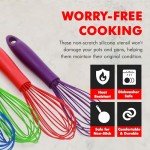 Kid-Friendly Red Silicone Cooking Whisk - 10.5 Inch