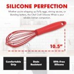 Kid-Friendly Red Silicone Cooking Whisk - 10.5 Inch