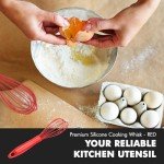 Kid-Friendly Red Silicone Cooking Whisk - 10.5 Inch