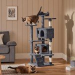 Toulifly Cat Condo with Scratching Post - Gray