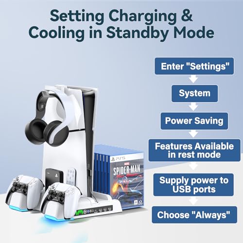 PS5 Vertical Stand with RGB Fan and Game Slots