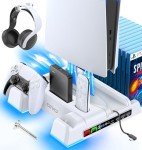 PS5 Vertical Stand with RGB Fan and Game Slots