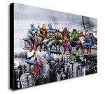 Superheroes Canvas Wall Art - Lunch Atop Skyscraper