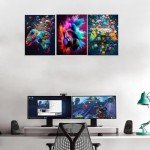 Framed Gaming Wall Art Set - 3 Pieces