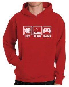 Eat Sleep Game Hoodie for Gamers - Medium Red