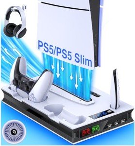 PS5 Stand with Cooling Fan & Controller Charger