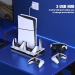 PS5 Stand with Cooling Fan & Controller Charger