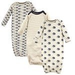 Organic Cotton Baby Gowns – Hedgehog Design, 0-6 Months