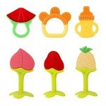 NASHRIO Organic Silicone Teething Toys - Pack of 6