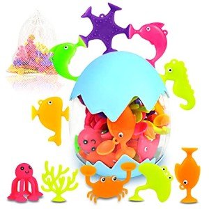 Suction Cup Ocean Animal Bath Toy Set, 18 Pcs
