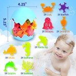 Suction Cup Ocean Animal Bath Toy Set, 18 Pcs