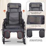 Lightweight Folding Recliner Wheelchair with Removable Footrests