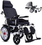 Portable Electric Wheelchair with Reclinable Backrest