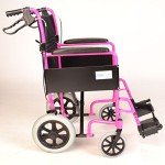 Lightweight Pink Folding Travel Wheelchair with Brakes