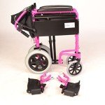 Lightweight Pink Folding Travel Wheelchair with Brakes