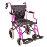 Pink Lightweight Folding Travel Wheelchair with Handbrakes